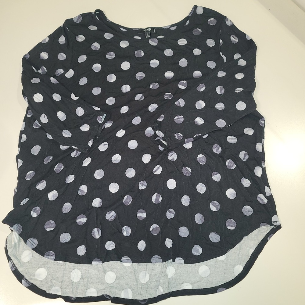 Premise Studio Women's 3/4 Sleeve Black Polka Dot Business Casual Blouse 2X NWT